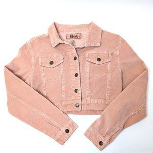 Y2K Vintage Star Jean Pink Cropped Corduroy Button-Up Jacket Size Women's Large